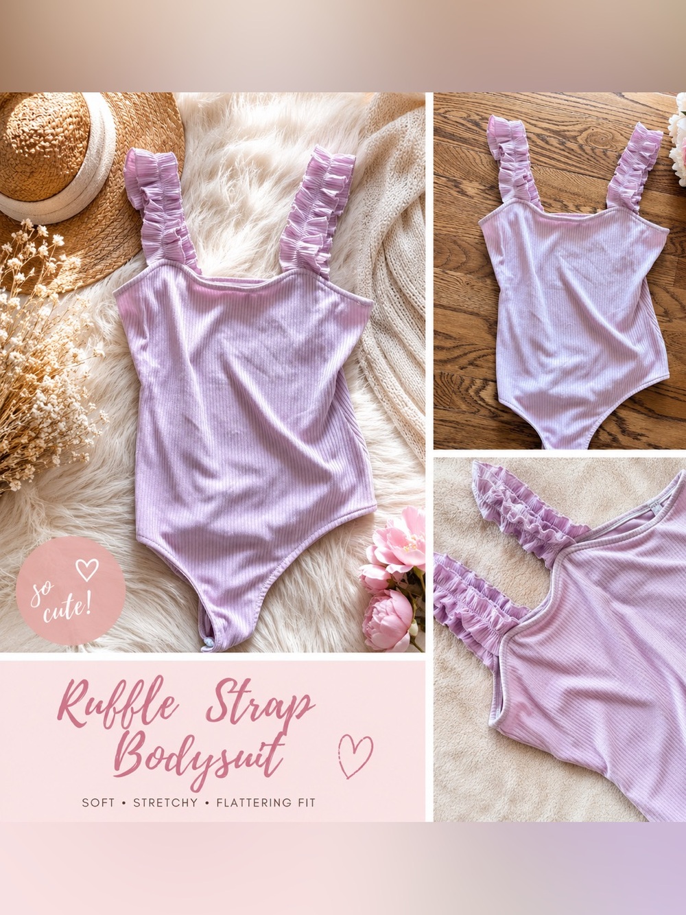 Ruffle Strap Bodysuit - Lilac